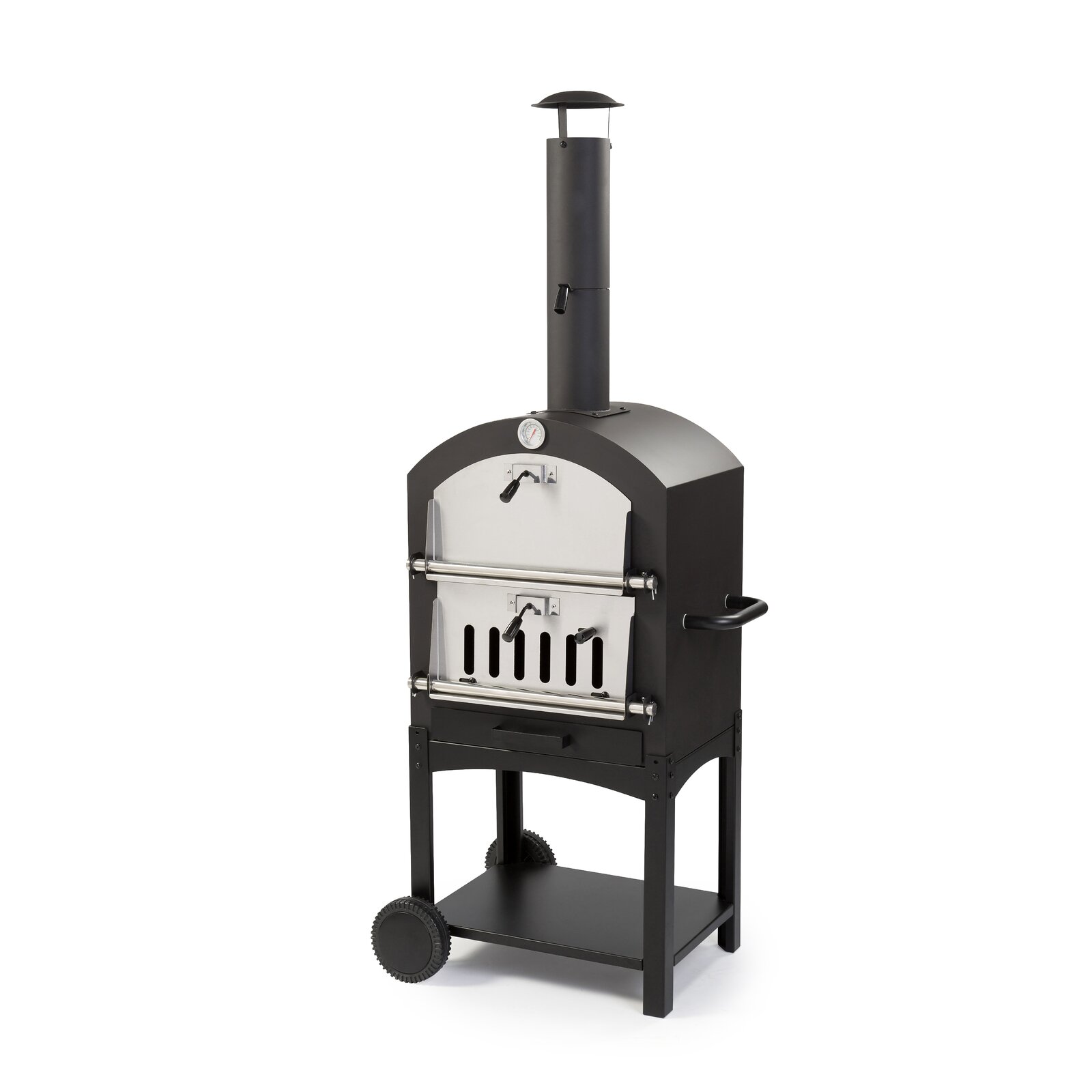 Steel Freestanding Wood-Fired Pizza Oven in Black, Overall: 62'' H x 24'' W  x 16'' D, Overall Product Weight: 60 lb. - Walmart.com