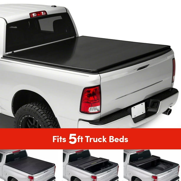 Krator Soft Tri Fold Truck Tonneau Cover Compatible With 2016 2019 Toyota Tacoma With 5ft Bed Styleside Fleetside Soft Black Vinyl Folding Truck Tonneau Bed Cover Walmart Com Walmart Com