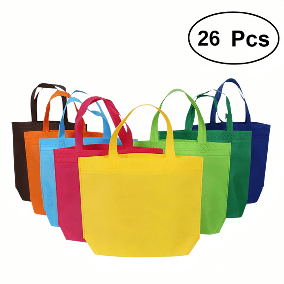 26Pack Non Woven Tote Bags Bulk 10 x 13 Inch Reusable Grocery Bags for Kids Birthday Party Favors Gifts, Retail Stores, Shopping