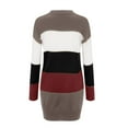 thumbnail image 3 of XEGLSBU Sweater Dresses for Women Formal Women Winter O-neck Sweater Color Striped Pullover Sweater Dress Long Sleeve Slim Mini Dress Midi Sweater Dress for Women Red Size S, 3 of 4