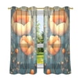 thumbnail image 2 of Orange Blossom Floral Semi Sheer Curtains for Living Room Bedroom Set of 2 Insulated Window Drapes, 2 of 6