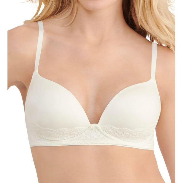 Women's Lily Of France 172205L Your Perfect Lift Lace Wirefree T-Shirt Bra  (Coconut White 34C) 