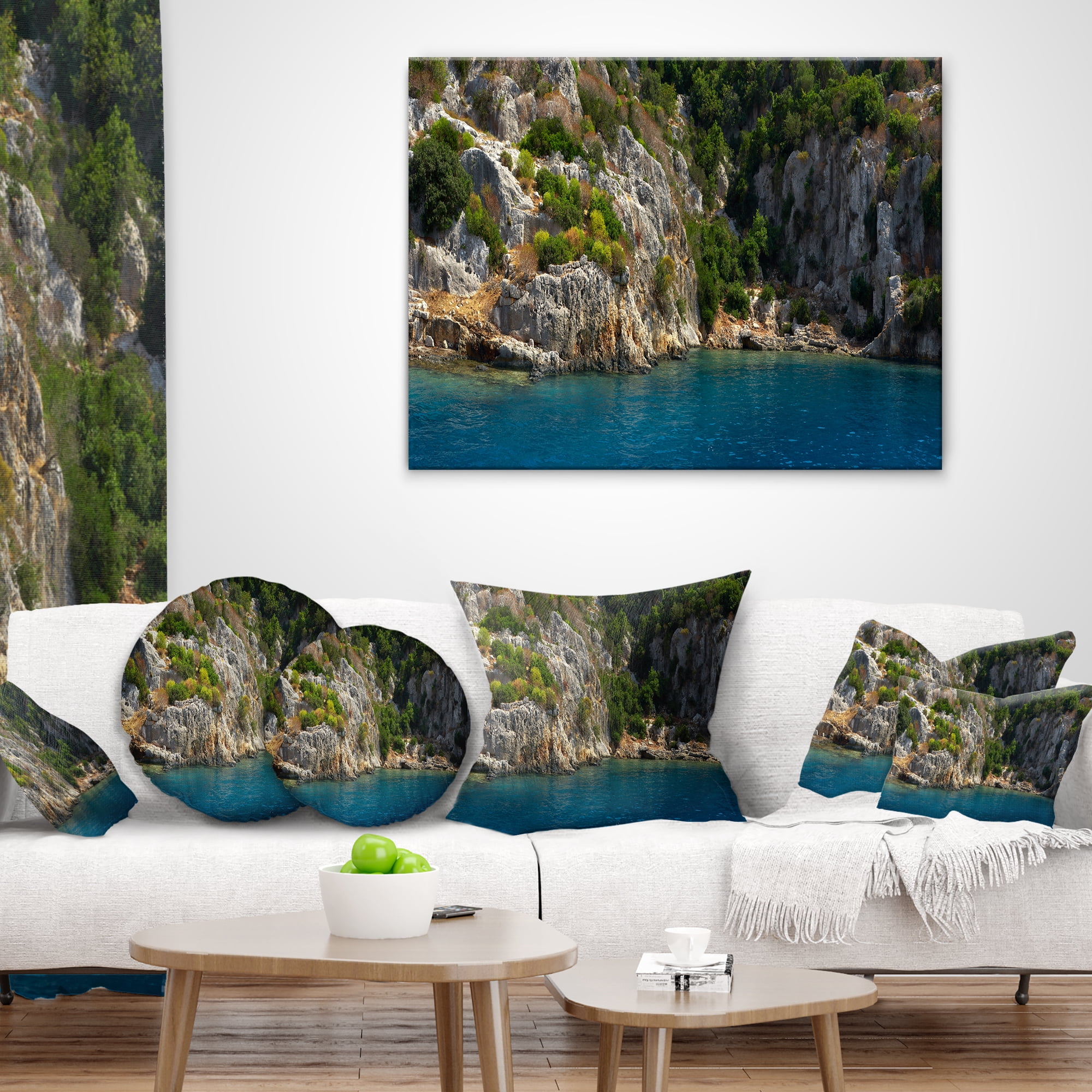 Designart 12" x 20" Blue Polyester Throw Pillow