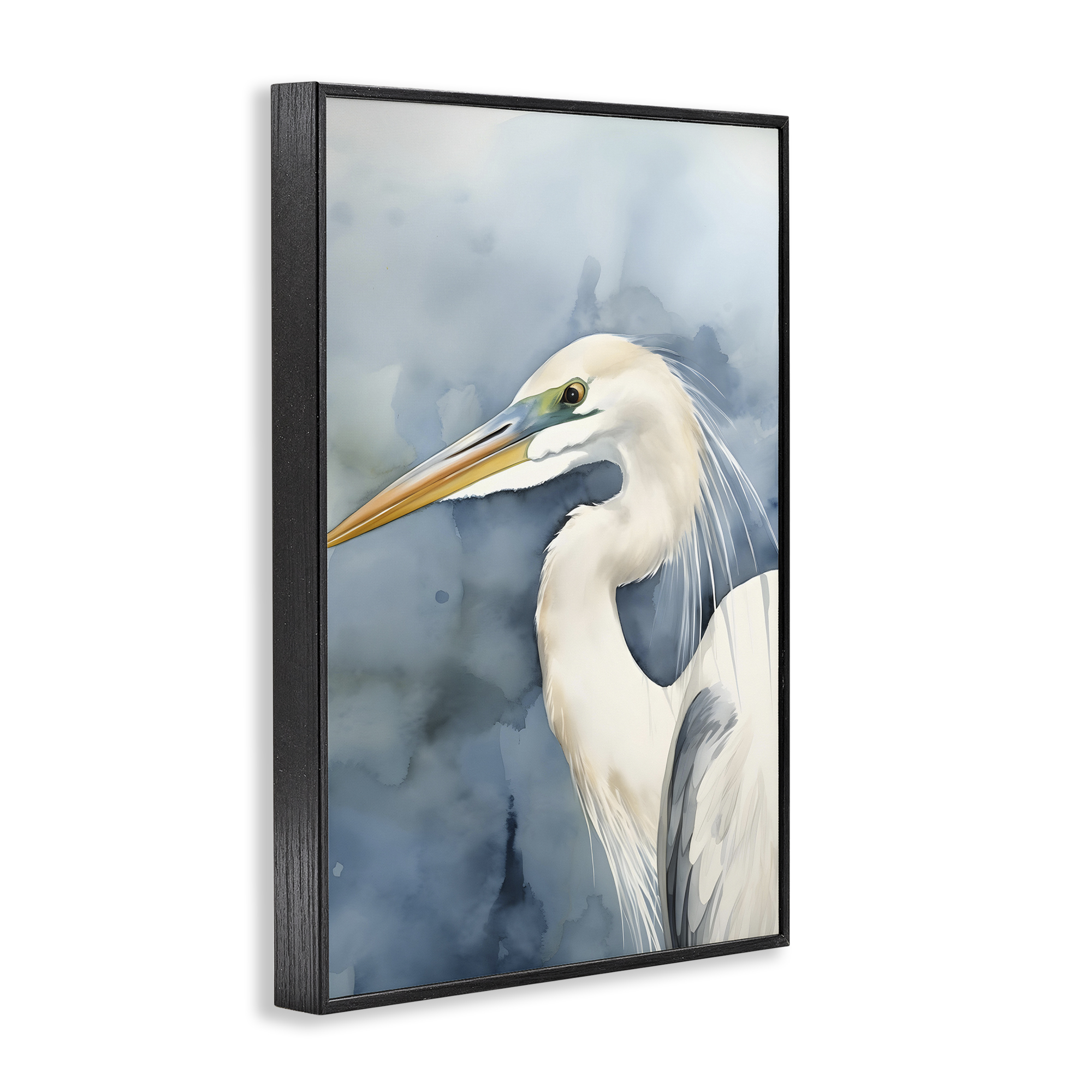 Stupell Industries Beach Bird on Blue Animals & Insects Painting Black Framed Art Print Wall Art, 12 x 18