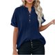 thumbnail image 3 of Camisetas para mujer,Conjunto de top y pantalón corto de manga corta holgado e informal para mujer, 100 % poliéster, cuello en V, ideal para el hogar, sopatenor, 3 of 9