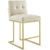 Privy Gold Stainless Steel Upholstered Fabric Counter StoolGold Beige