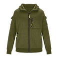 thumbnail image 5 of GrmtClth Hoodie for Men Full Zip Drawstring Hooded Jacket Multi Zipper Pockets Oversized Cargo Long Sleeve Top Fall Winter Outdoor Sports Casual Outfit Army Green L, 5 of 5