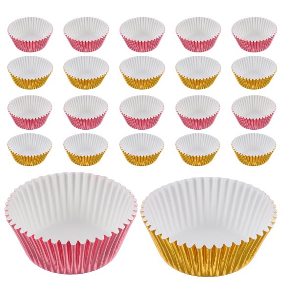 NIYANGLE Gold Cupcake Liners with Aluminum Foil for Baking and Storage Assorted Color 2 Boxes