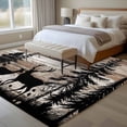 thumbnail image 4 of Deer Silhouettes Area Rugs 6'x9', Washable Small Throw Rugs for Kitchen Dining room, Trees Wooden Retro Art Farmhouse Indoor Outdoor Rug Non-Slip Low Pile Carpet Runner Reversible Floor Mats, 4 of 8