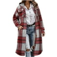 thumbnail image 3 of Womens Long Flannel Jackets, Plaid Shirts for Women Winter Travel Long Sleeve Button-Up Shirt Hoodie Jackets with Chest Pockets and Side Pockets, 3 of 10