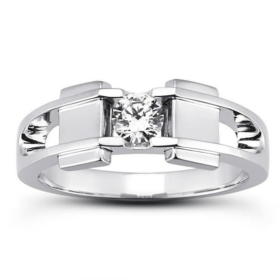 Unique Men's Solitaire Diamond Engagement Wedding Ring, 2.0 Ct Round Cut Simulated Diamond Ring, Tention Set Ring, 925 Sterling Silver, Gift For Boyfriend