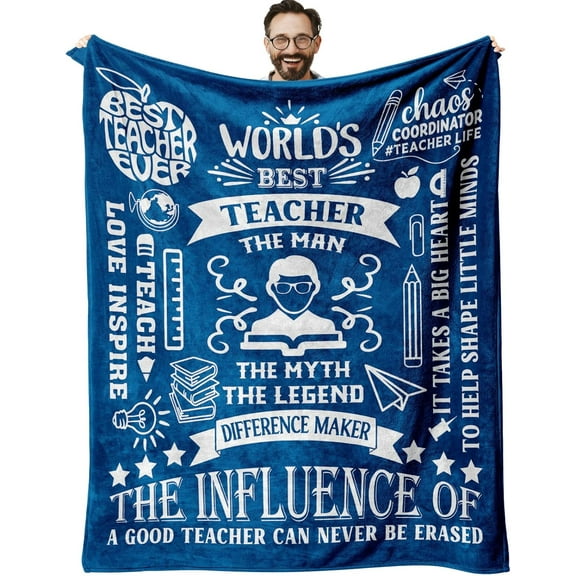 Christmas Teacher Gifts for Men Throw Blanket 60"x50", Male Teacher Gifts, Teacher Appreciation Gifts, Teacher Xmas Gift Ideas, Birthday Gifts for Male Teachers, Thank You Teachers Gifts from Students