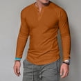 thumbnail image 2 of Outfmvch Hoodies for Men Long Color Round Solid Button Sleeve Pullover Neck Casual T Shirt Womens Tops Orange, 2 of 4