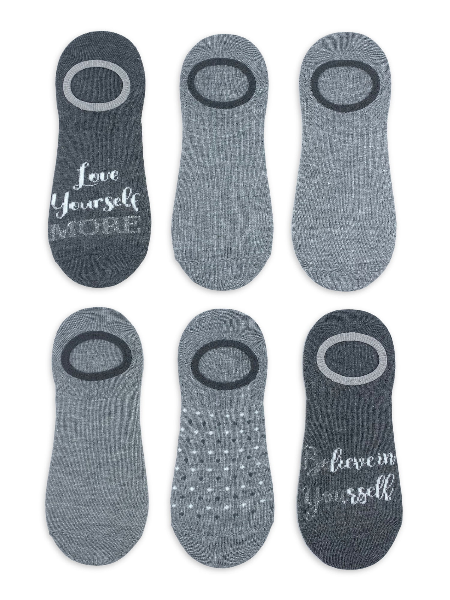 NOBO Women's Stay-Put Fashion Liner Socks, 6-Pack, Size 4-10