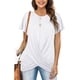 thumbnail image 3 of Camiseta de manga corta con cuello redondo para mujer, remera holgada informal con pliegues, camisetas de calle de Color sólido para mujer 2022, 3 of 5