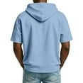 thumbnail image 4 of Hogleaql Short Sleeve Hoodie for Men 1/4 Zipper Casual Tee Shirts Fashion Loose Drawstring Hooded Sweatshirt Pullover Light Blue 3XL, 4 of 9