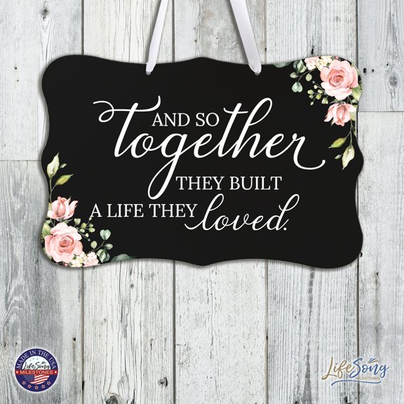 LifeSong Milestones Wedding Wall Hanging Signs For Ceremony And Reception For Couples - And So Together