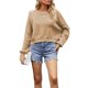 thumbnail image 2 of Suéter de Mujer de Otoño, Cuello Redondo, Tipo Murciélago, Estilo Pullover Caqui XL, 2 of 7