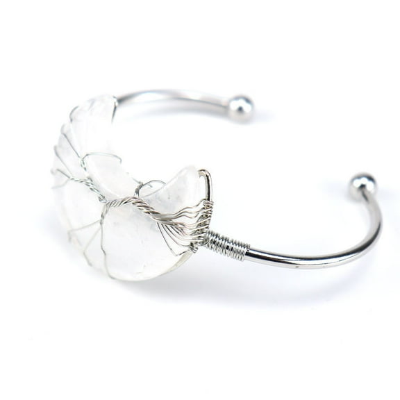 Nvzi-c Handmade Beaded Bracelet, suitable for both men and women, handcrafted silver thread wound Life Tree Natural Stone Moon Bracelet Bracelet Bracelet (white)
