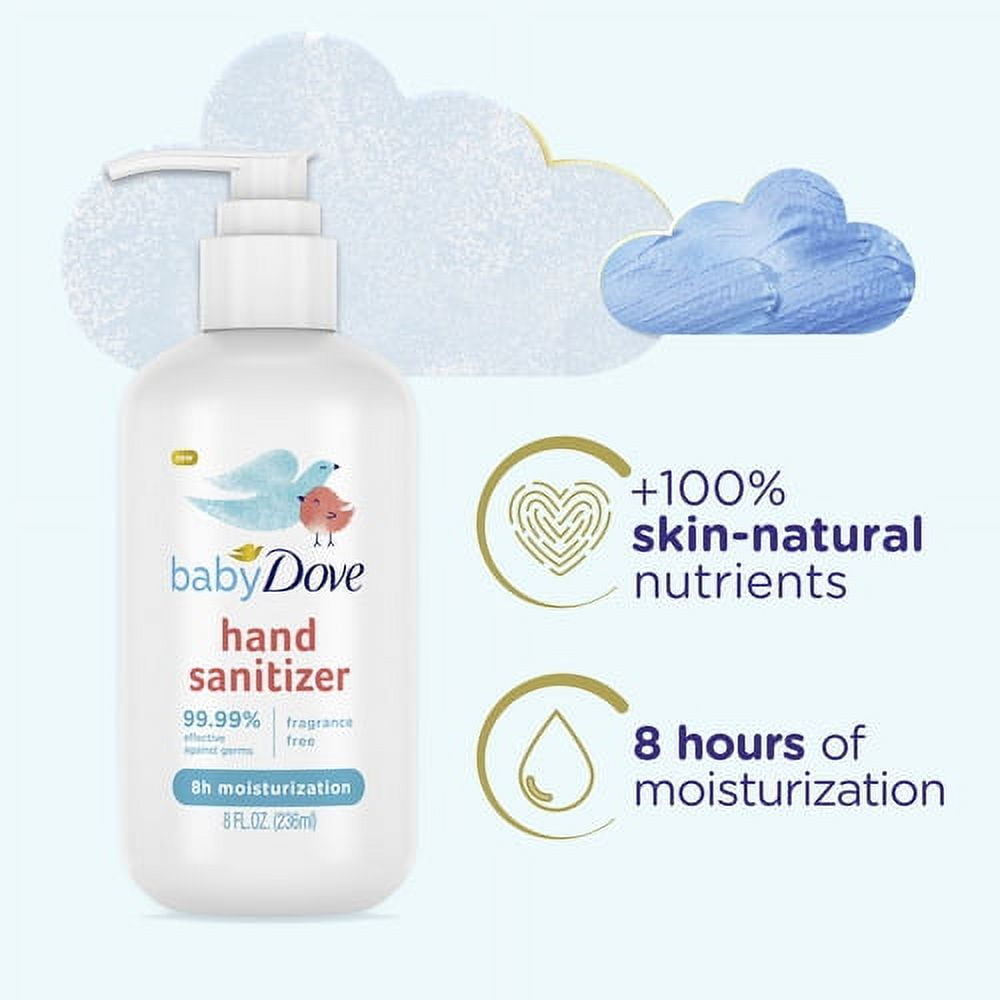 Baby Dove Antibacterial Hand Sanitizer Gel, Fragrance Free, 8 oz