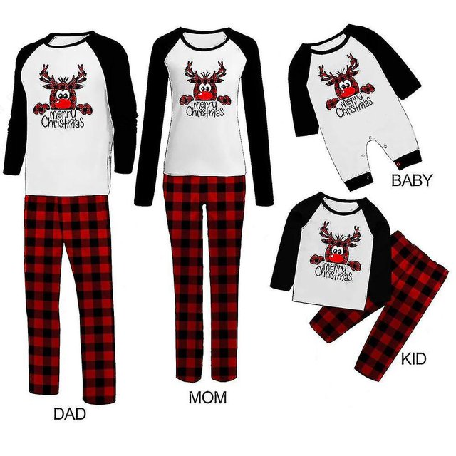 Pyjamas de Noël Parent-Enfant Ensemble Deux Pièces Hauts Pantalons Pyjamas Familiaux