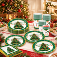 thumbnail image 6 of Krocisen 100 Pcs Merry Christmas Tableware Set Disponible Paper Plates for 25 Guests, Christmas Dinner Plates, Napkins and Cups, Christmas Tree Dinnerware for Xmas Party Supplies, 6 of 6