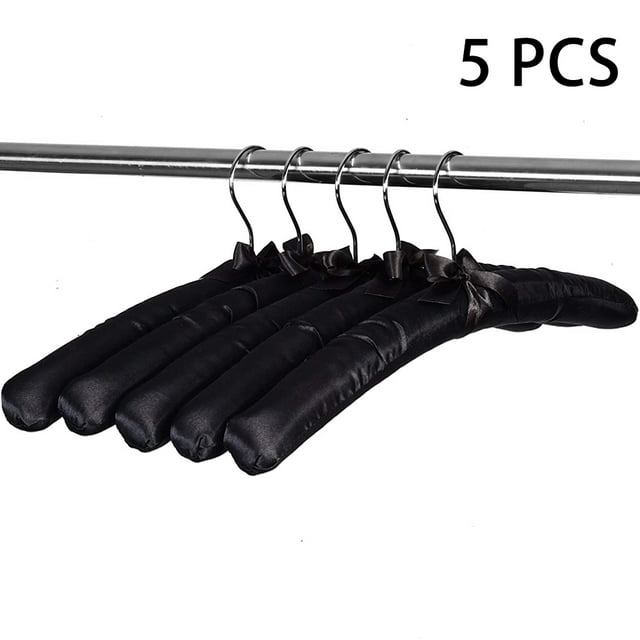 Paquete de 5 perchas acolchadas de satén, perchas para suéter, vestido de novia, perchas de seda, tela suave, sin golpes, para abrigo, blusa, vestidos