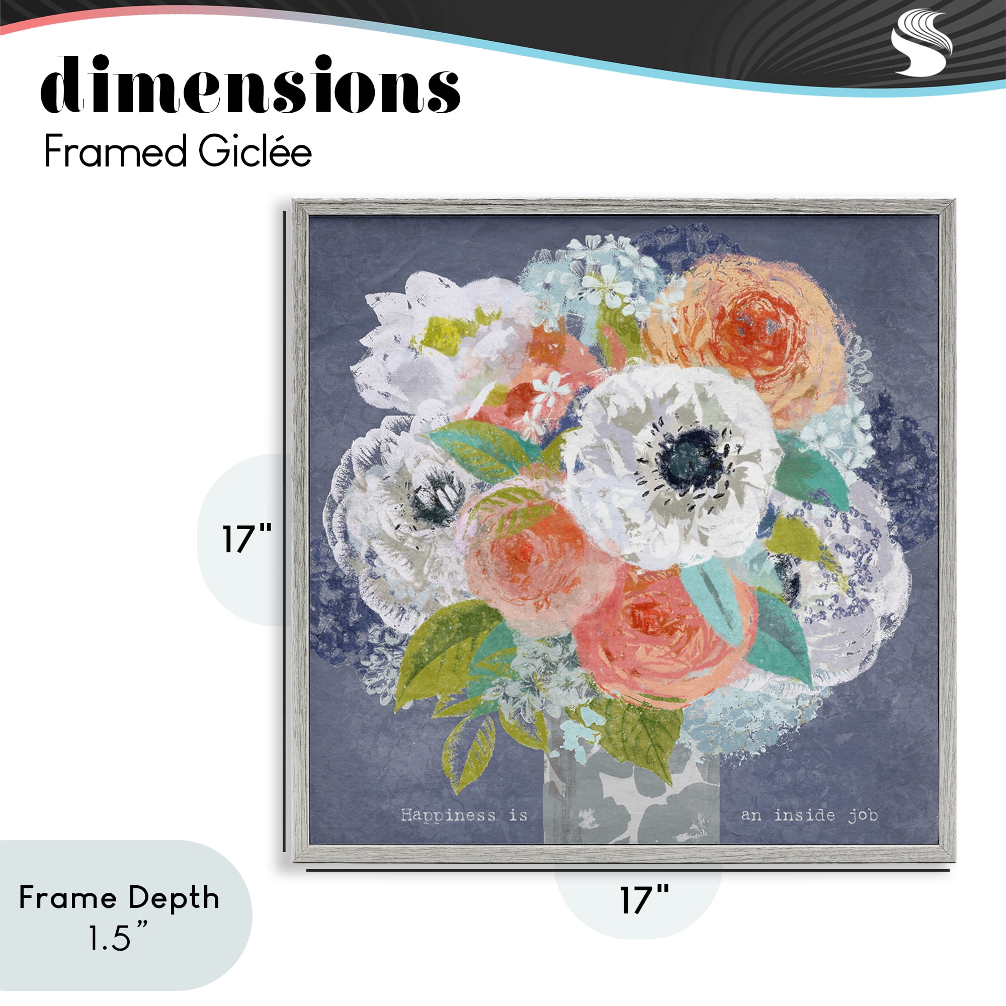 Stupell Industries Happiness Is An Inside Job Gray Framed Giclee Art, design by Suzanne Nicoll