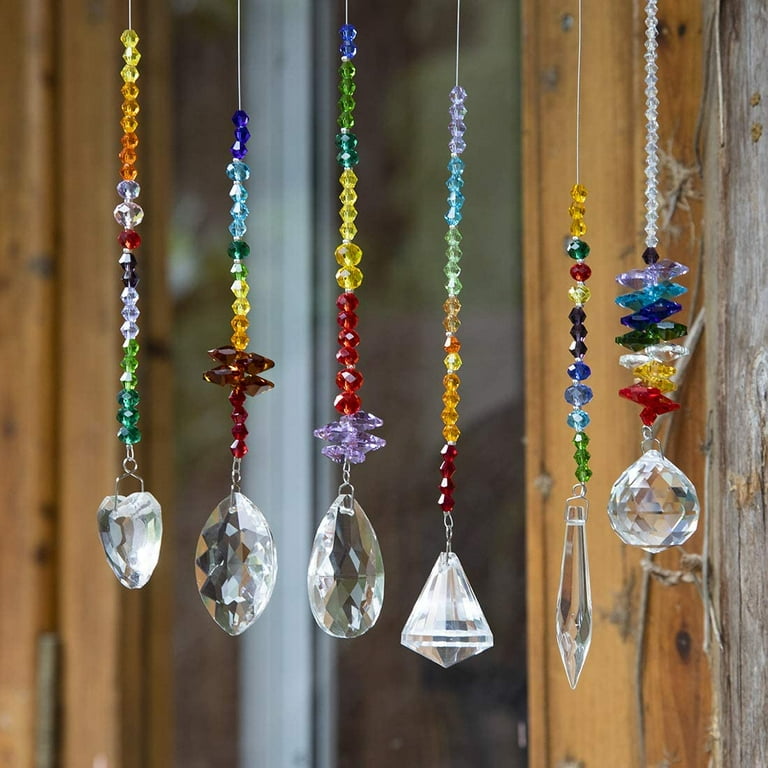 H&D HYALINE & DORA 6pcs Crystal Glass Suncatcher Hanging Chakra