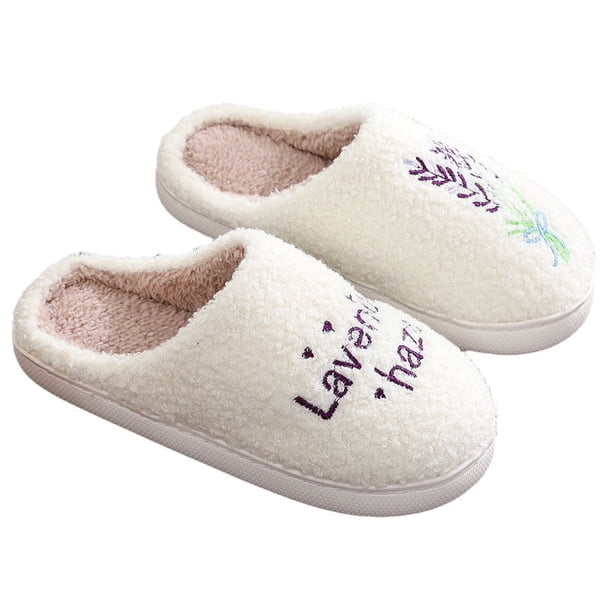 WDOplteas Pantuflas térmicas planas lavanda antideslizantes cómodas para hombres y mujeres (36-37)