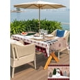 thumbnail image 4 of Outdoor Tablecloth with Umbrella Hole and Zipper, Christmas Snowman Rectangle Table Cloth 60x102 Inch Waterproof Tablecloth, Vintage Xmas Tree Snowflake Picnic Table Cover for Patio Camping, 4 of 7