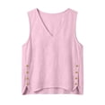 thumbnail image 3 of Linen V Neck Tops For Women Loose Tank Tops For Women Summer Tops Plus Size Camisole Business Casual Work Shirts Blouses Pink S, 3 of 7
