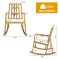 thumbnail image 2 of Gymax Outdoor Acacia Wood Rocking Chair Wooden Patio Rocker w/ Beige Cushion, 2 of 7