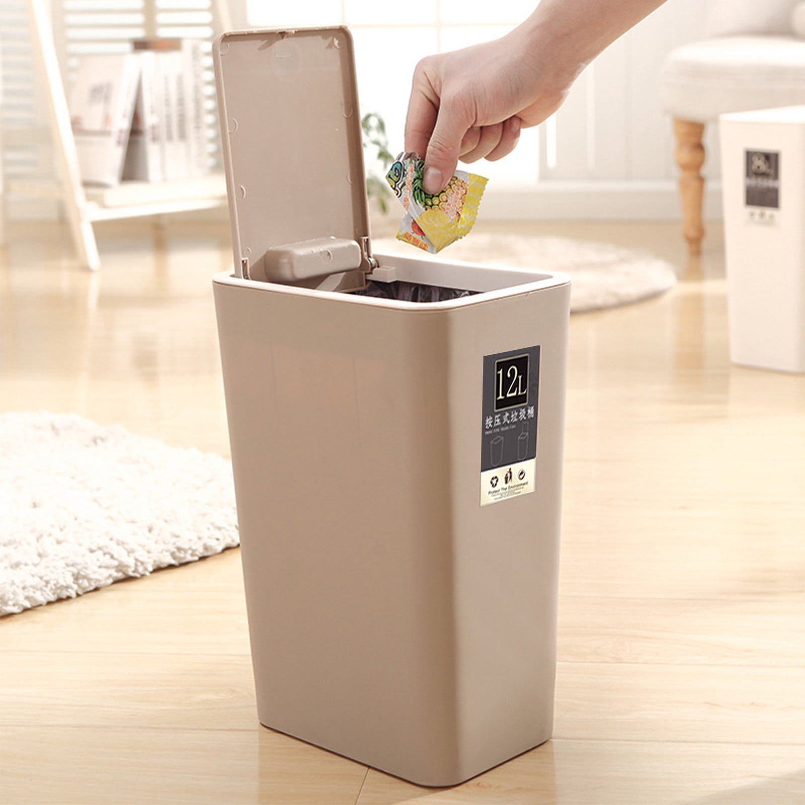 Miogawg Bathroom Trash Can With Lid, Slim Garbage Can, Small Trash Bin Waste Basket For Kitchen, Bedroom, Living Room, Office