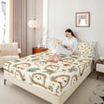 thumbnail image 3 of Erosebridal Cute Hedgehog Animals Queen Sheet Sets,Cartoon Mushroom Fungus Plant Bed Set For Girls Kids 4 Pieces, 3 of 6