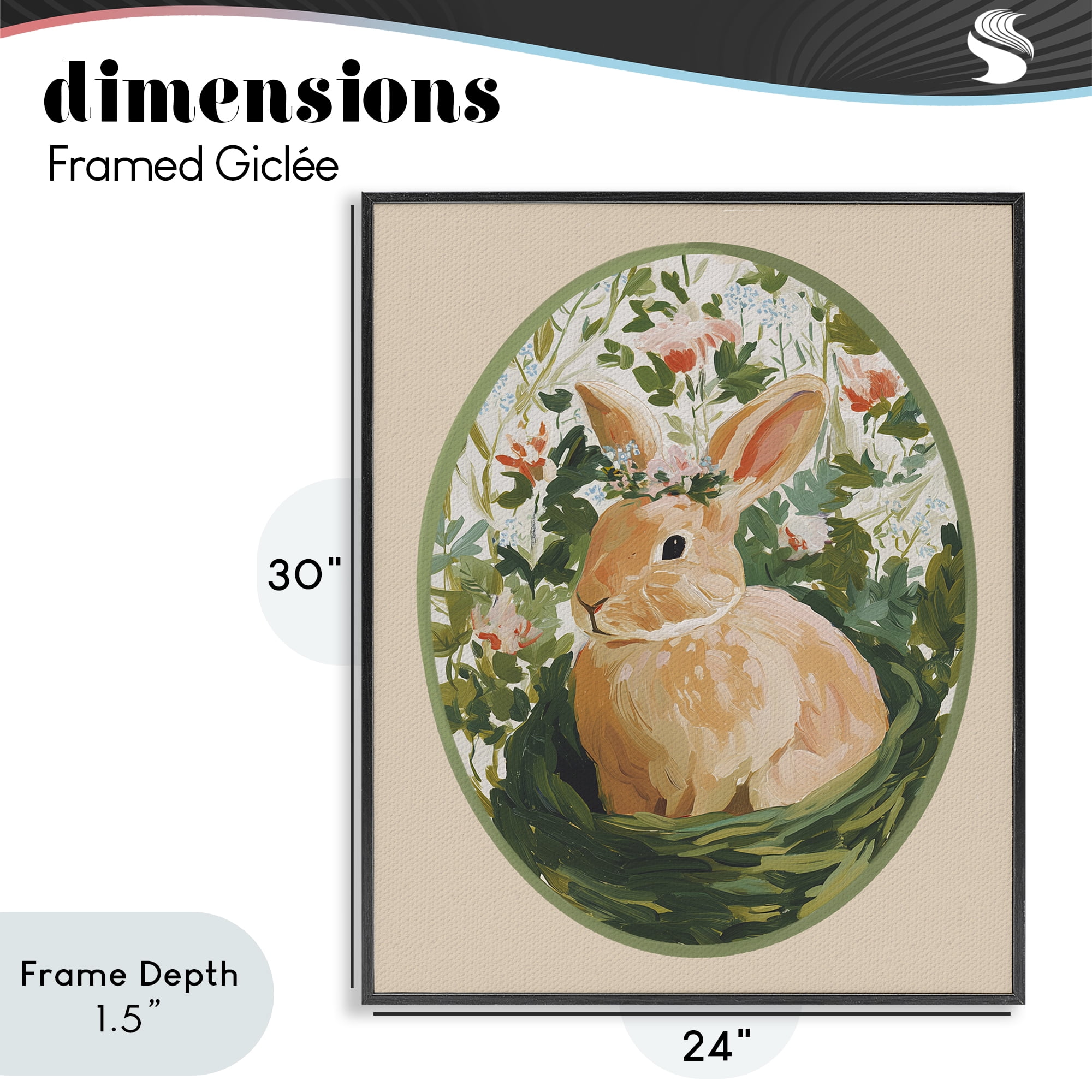 Stupell Industries Bloom Nest Bunny Black Framed Giclee Art, design by Yen