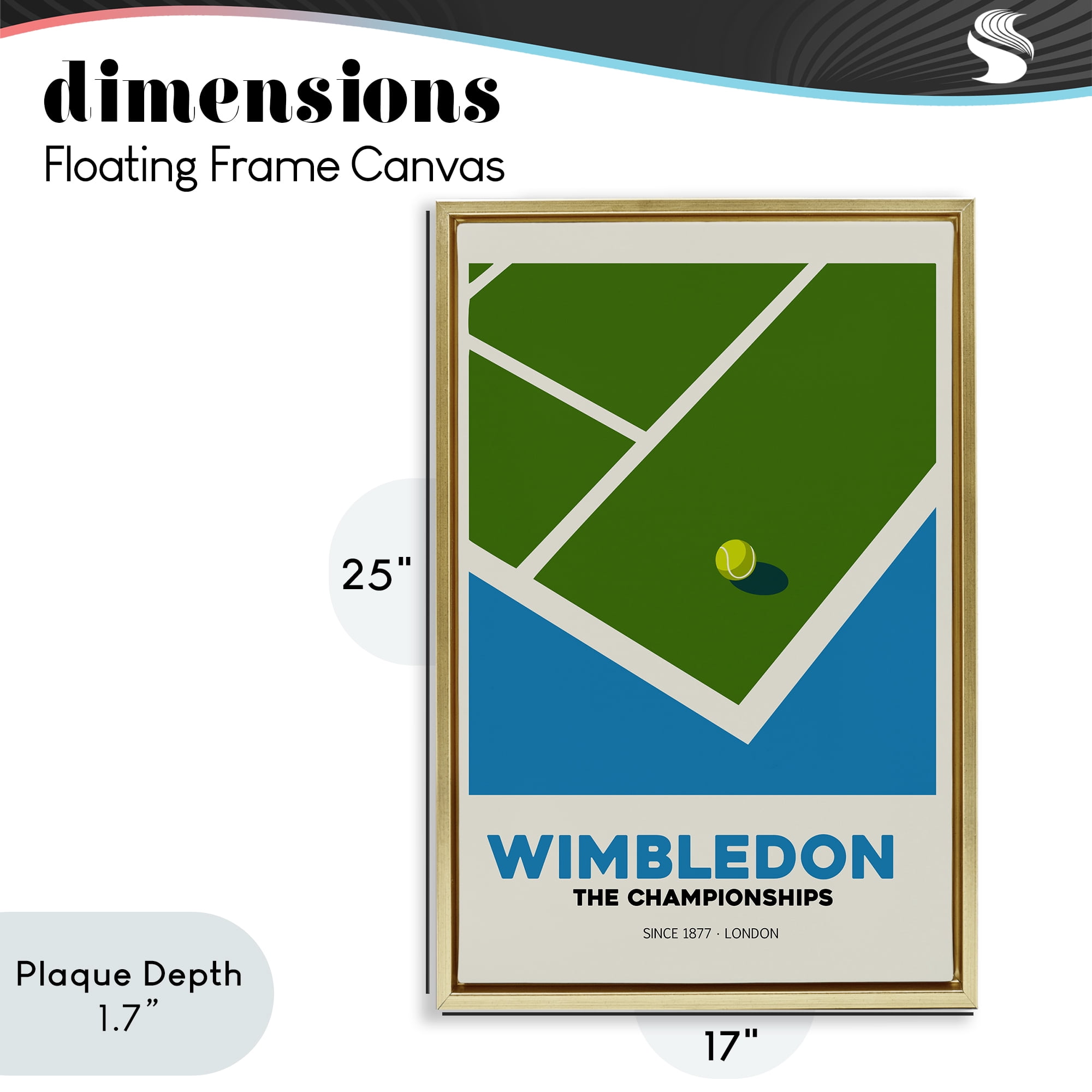 Stupell Industries Wimbledon Tennis Court Gold Framed Floater Canvas Wall Art, design by Andreas Magnusson