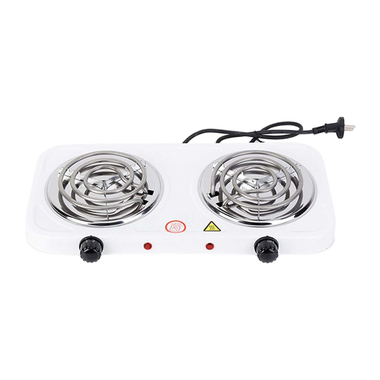 Double Burner Cooktop, 2000W Electric Cooktop for Home, Travel, Camping, Outdoor Activities, Power Indicator Lights Electric Coil Burner
