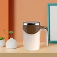thumbnail image 4 of Taza de café magnética autoagitadora giratoria de acero inoxidable, divertida novedad, vaso de café eléctrico automezclante para viajes en el hogar y Tipo de batería marrón Baoblaze taza auto-agitable, 4 of 8