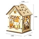 thumbnail image 3 of Adorno navideño de madera con forma de casa y luces LED | Colgante para árbol | Decoración para ventana a pilas | Pequeño regalo para niños | Decoración navideña para el hogar, 3 of 6