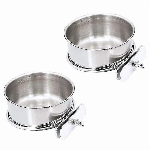 2 Pack Bird Ca Food Dispenser Parrot Food Dish Bird Er For Ca, Less Steel Bird Food H Container For