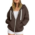 thumbnail image 6 of vigerakr Women's Full Zip Up Hoodie Long Sleeve Hooded Sweatshirts Pockets Jacket Coat for Women (Coffee, M), 6 of 7