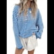 thumbnail image 2 of Suéter Tipo Cárdigan Informal de Cuello Redondo para Mujer, con Frente Abierto, Mangas Largas Onduladas, Tejido Corto Azul L, 2 of 8