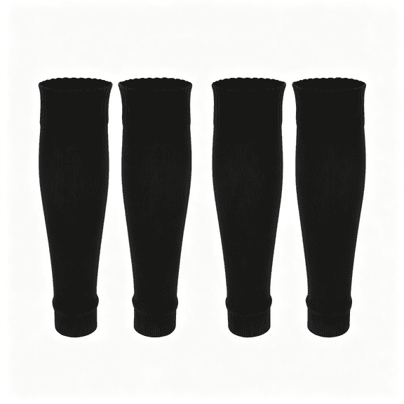 TELOLY 2 Pairs Pre Cut Socks,Black Soccer Sleeve Socks Shin Guard Sleeves|Breathable Pre Cut Soccer Socks Elastic Football Basketball Leg Sleeves for Men Women Youth Adults