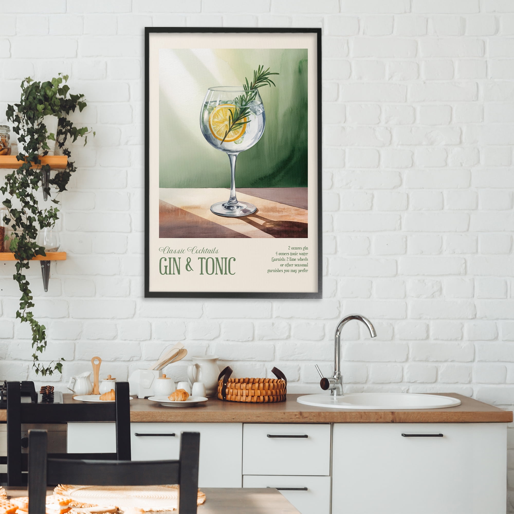 Stupell Industries Gin & Tonic Sun Rays Black Framed Giclee Art, design by Andreas Magnusson