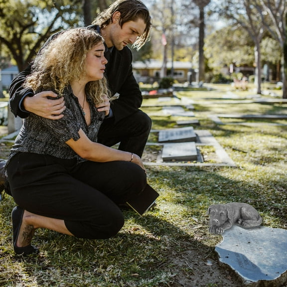 LEORX Outdoor Resin Pet Memorial Stone Grey Pet Grave Marker