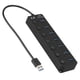 thumbnail image 1 of Concentrador USB 3.0 de 7 puertos, 5 GB/seg. de alta velocidad con interruptor de llave, adaptador de corriente, concentrador USB para PC (negro), 1 of 10