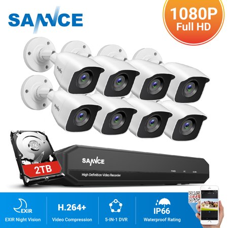 UPC: 0615116538103 | SANNCE 8CH DVR CCTV System 8PCS 2MP IP66 Waterproof Outdoor Security Cameras 1080P HDMI TVI CCTV DVR 1280TVL Surveillance Kit with 2T HDD