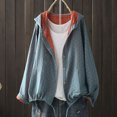 thumbnail image 6 of Joernso Women Spring Autumn Coat Hooded Drawstring Hem Long Sleeve Printing Loose Zipper Closure Jacket with Pockets Daily Wear Commuting Outerwear, 6 of 8