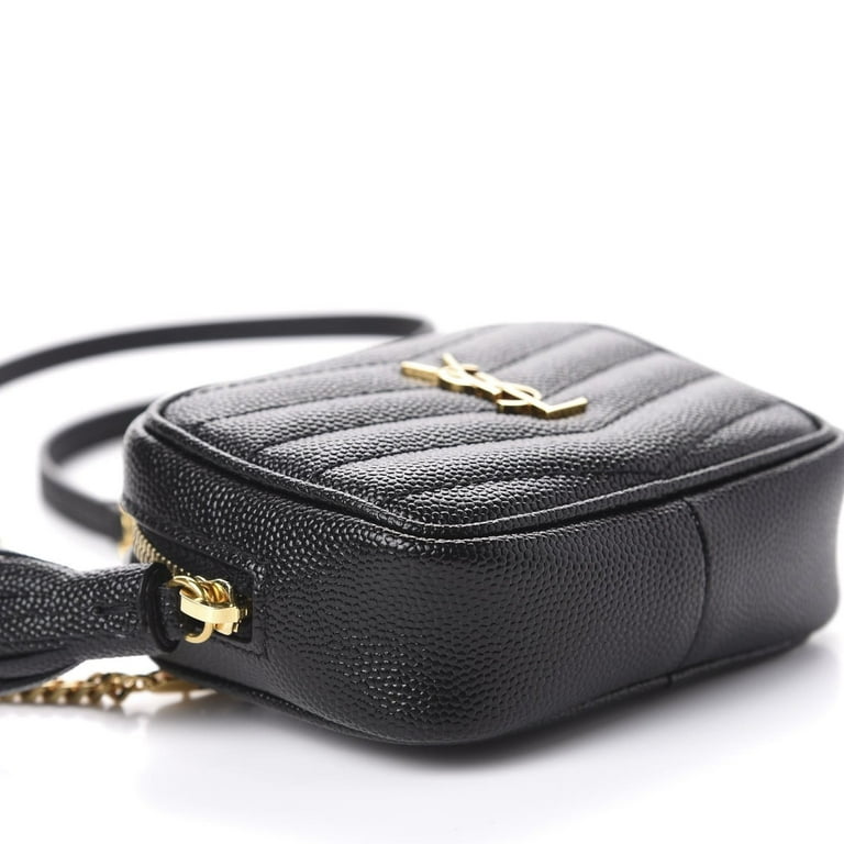 Saint Laurent Black Monogram Matelasse Lou Camera Bag Small